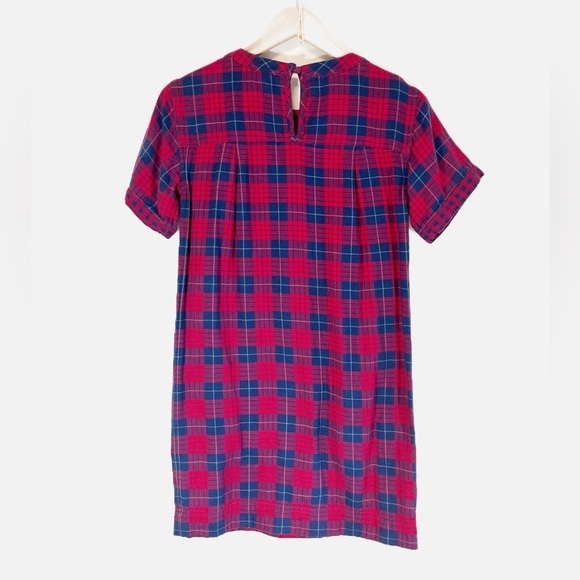 MADEWELL EDINA RED BLUE PLAID SHIRT SHIFT DRESS FLANNEL COTTON SIZE XXS - Picture 4 of 11